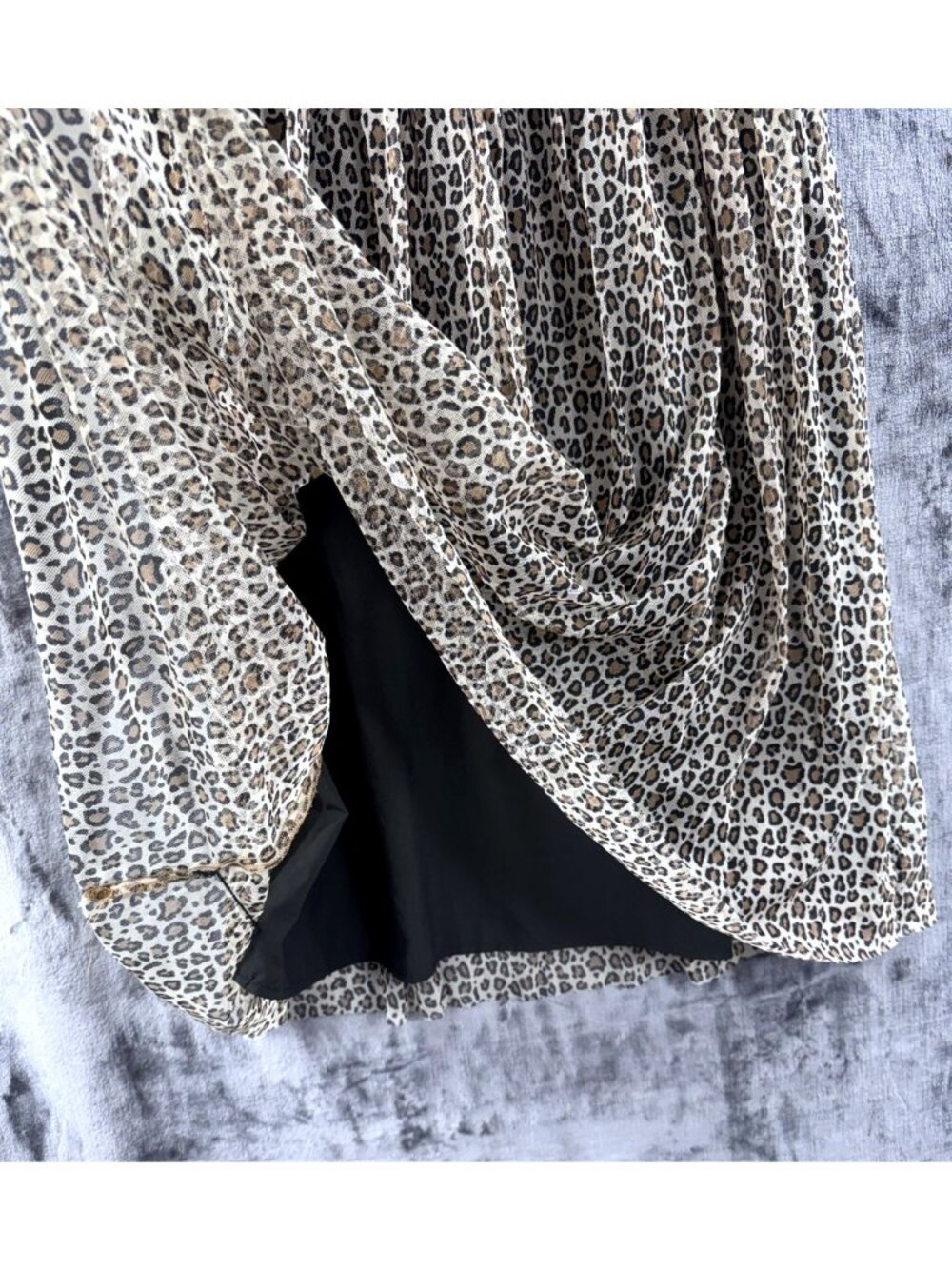 A New Day Women's Large Leopard Print Mesh Midi Skirt Elastic Waist Lined - Picture 2 of 4